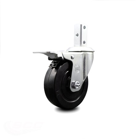 4 Inch Soft Rubber Swivel 3/4 Inch Square Stem Caster with Total Lock Brake SCC